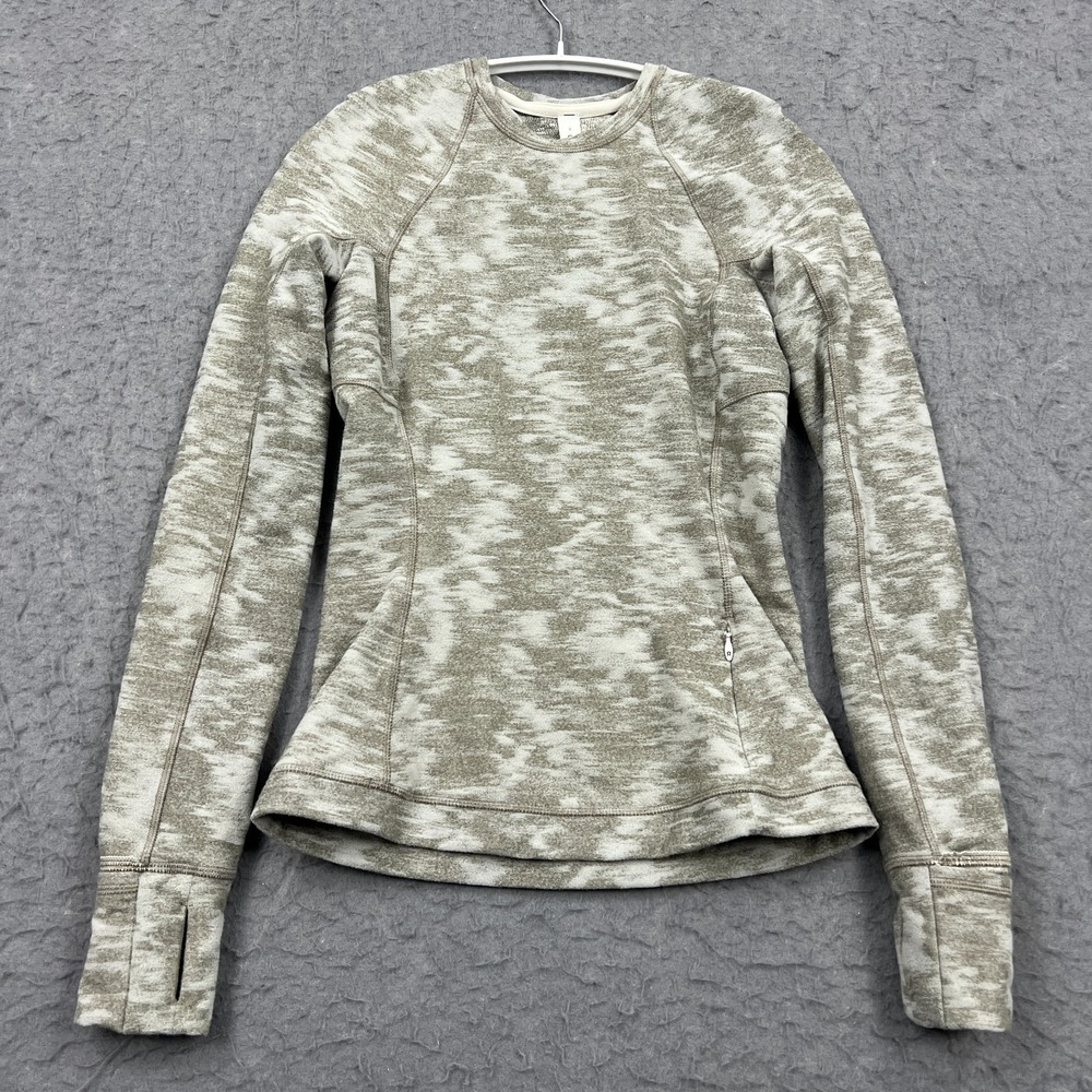Lululemon Its Rulu Run Long Sleeve Shirt Women's 2 Gray Jacquard Pullover W3FT8S